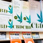 Herndon, USA – May 7, 2020: Inside Sprouts farmers market grocery store shop with retail display of SoulSpring CBD cannabidiol oil infused botanical products, muscle rub spray and roll-on
