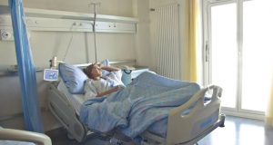 woman in a hospital bed