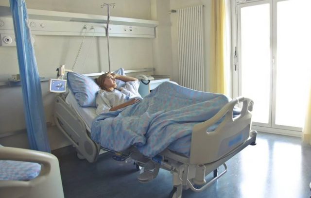 woman in a hospital bed