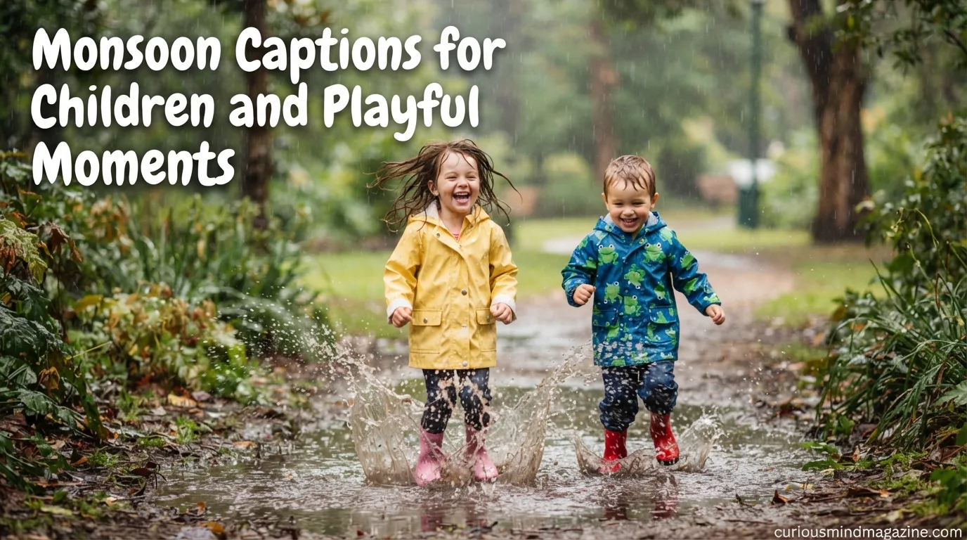 Monsoon Captions for Children and Playful Moments