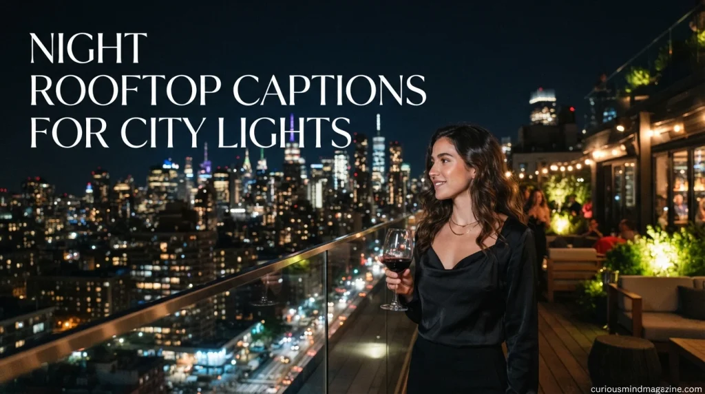 Night Rooftop Captions for City Lights